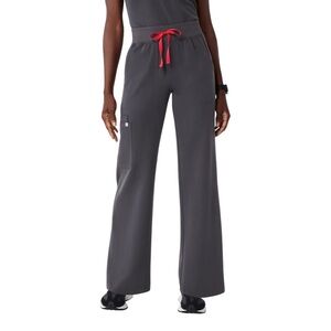 FIGS Isabel Wide Leg Scrub Pants XS Petite Charcoal High Rise